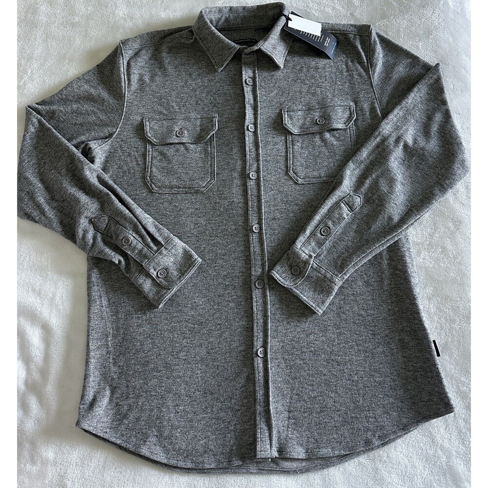 NWT - Kenneth Cole New York Mens Techni-Cole Knit Shirt - Black Heather (Grey)